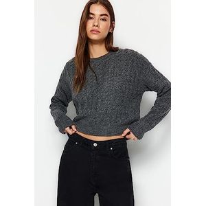 Trendyol FeMan Regular fit Basic Crew Neck Knitwear Trui, Antraciet, M, Antraciet, M