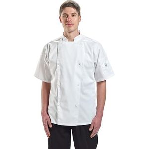 Mercer Culinary M61012WHM Genesis Unisex kok jas met korte mouwen met traditionele knoppen, medium, wit door Mercer Culinary