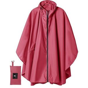 SUMMER MAE Regenponcho, cape met capuchon voor volwassenen, waterdicht, met ritssluiting, voor buiten, roze, L