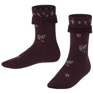 FALKE Unisex Kids Country Flower Sokken Duurzaam Katoen Wol dun patroon 1 paar, rood (wijn 8245), 35/38 EU