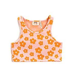 Koton Meisjes Crop Top Flower Printed Mouwloos Ronde Hals Slim Cut Shirt, Roze Design (2d7), 9-10 Jaar