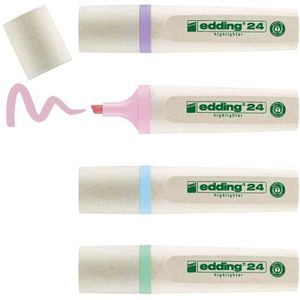 edding 24 EcoLine highlighter - set van 4 pastelkleuren - 4 markeerstiften - beitelvormige punt 2-5mm - voor snel en gemakkelijk markeren en accentueren van teksten en notities - recyclebaar materiaal