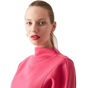 IPEKYOL Womens High Collar Scuba Sweatshirt, Fushia, Small