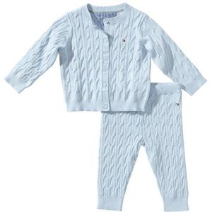 Tommy Hilfiger - Baby gebreide jas en broek set (2-delig) Light Blue Heather maat: 3-6 maanden