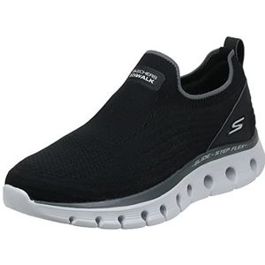 Skechers Go Walk Glide-Step Flex Sneaker voor heren, Zwart Textiel Zwart Synthetisch Grijs en Wit, 42.5 EU