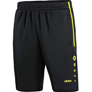 JAKO - Actieve Trainingsshort, Uniseks-Kind, Zwart/Neongeel, 164