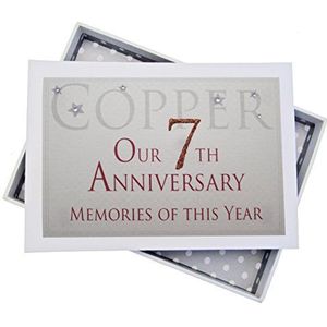 WHITE COTTON CARDS 7e koperen verjaardag herinneringen van dit jaar, klein album, glitter & woorden, hout, 12,5x17,5x2,5 cm