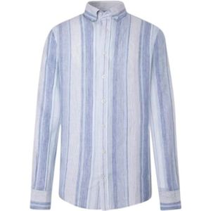Hackett London Linnen overhemd met meerdere strepen voor heren, Multicolor (Multi), XXL