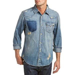 True Religion Ryan Western vrijetijdsoverhemd voor heren, blauw (Aftermath Cqm), XXL