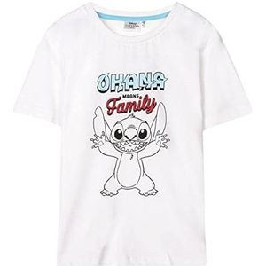 Stitch T-Shirt - Wit, Rood en Blauw - Maat 6 Jaar - Korte Mouw T-Shirt Gemaakt van 100% Katoen - Disney Collectie - Origineel Product Ontworpen in Spanje