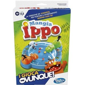Ippo Ippo I Play overal draagbaar speelgoed voor 2 spelers, reisspel voor jongens en meisjes, inclusief 2 hongerige nijlpaarden
