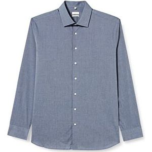 Seidensticker Businesshemd voor heren, regular fit, strijkvrij, Kent-kraag, lange mouwen, 100% katoen, blauw (donkerblauw nieuw 13), 37