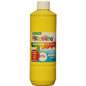 Glanzende acrylverf Piccolino Hobby Paint, primair geel 500ml fles