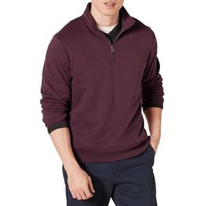 Amazon Essentials Men's Fleecesweatshirt met lange mouwen en kwartrits, Bordeauxrood, XXL