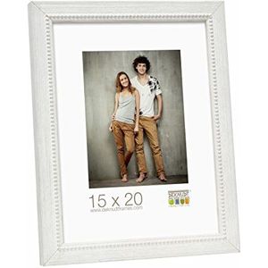 Deknudt Frames S43VF1 fotolijst van hout, wit, met klein balnet, 30 x 40 cm, zilverkleurig