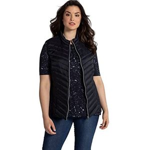 Ulla Popken Sportvest voor dames, gewatteerd, grote maten, middelgrijs gemêleerd, 42 grote maten