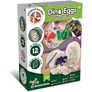 Science4you Starter Kit Dinos Eieren - Archeologiespel, Opgravingsset met 2 dinosaurus-eieren - Paleontologiespel met kleine dinosaurussen, educatief speelgoed voor kinderen van 5 tot 9 jaar