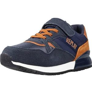 Replay Shoot Jr 3 Sneakers voor jongens, 3276 Dk Navy Tan, 36 EU