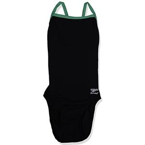 Speedo Endurance+ Flyback badpak voor dames, een stuk, effen, volwassenen, team-kleuren, zwart/helder groen, maat 38