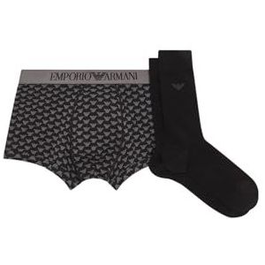 Emporio Armani Tartan Mix Gift Set Sokken + Trunk, Stampa Aquile/Nero, XL