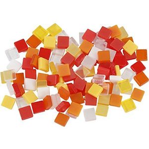 Mini Mosaic, afmeting 5x5 mm, rood/oranje harmonie, 25g