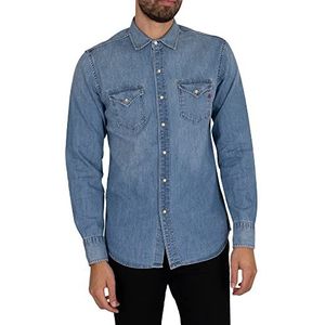 Replay Heren jeanshemd van katoen, 9 Medium Blue., XXL