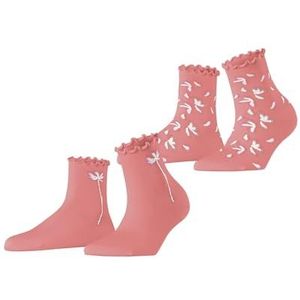 ESPRIT Dames Korte Sokken Blossom 2-Pack W SSO Viscose Dun gedessineerd Multipack 2 Paar, Roze (Shell Pink 8406), 39-42