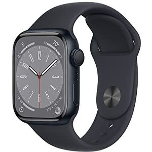 Apple Watch Series 8 (GPS, 41mm) smartwatch - kast van middernacht aluminium Middernacht sportbandje - Standaardmaat. Conditie bijhouden, waterbestendig