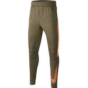 Nike Jongens Therma GFX Tapered Pantalon broek, groen (Medium Olive/Total Orange/Tota), L