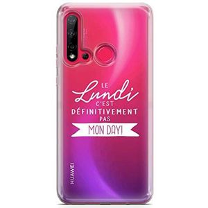 Zokko Beschermhoes voor Huawei P20 Lite 2019, Le Lundi C'est pas Monday – zacht, transparant, inkt wit