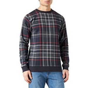 Urban Classics Herentrui all-over-print geruit crewneck sweatshirt, meerkleurig (Midnight/Firered 02369), XS