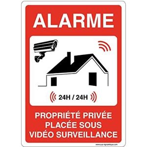 AUA SIGNALETIQUE - Informatiebord met afgeronde hoeken – privéalarm onder videobewaking – 350 x 490 mm, pvc 1,5 mm