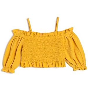 Koton Meisjes Crop Shoulder Off Strappy Gimped Blouse met korte mouwen, geel (163), 11-12 Jaar
