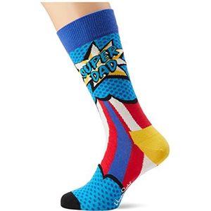 Happy Socks Heren Happy Super Dad Sokken, Blauw, M UK, Blauw, Medium