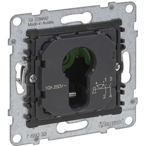 LEGRAND, Seano 765033 Sleutelschakelaar-inzetstuk 0-1 voor DIN-halve cilinders, schroefklemmen, 2 posities 0-1, 2-polig, 10 A, 230 V, 765033