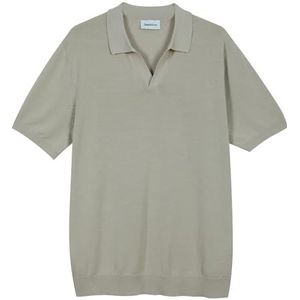 Diana Studio - Gescherd poloshirt van gebreid, zonder knopen, voor heren, 100% katoen, licht, extra gedraaid, korte mouwen, casual pasvorm, beige, XXL