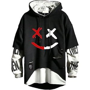 Hello MrLin Herren Techwear Hip Hop Hoodie Japanischer Streetwear Patchwork Urban Jumper
