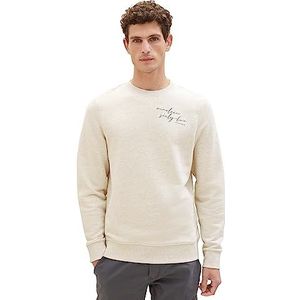 TOM TAILOR Basic sweatshirt voor heren met opschrift, 18623-vintage beige melange, XXL