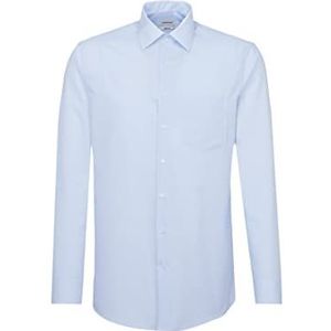 Seidensticker Zakelijk overhemd voor heren, modern fit, strijkvrij hemd met rechte snit, kentkraag en borstzak, lange mouwen, 100% katoen, meerkleurig (lichtblauw 11), 38