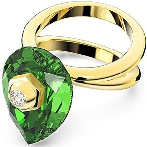Swarovski Numina ring, Pear-slijpvorm, Groen, Goudkleurige toplaag
