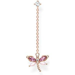 Thomas Sabo H2187-321-7 Charm Club Oorbel Libelle met stenen, 925 sterling zilver, verguld, roségoud, glaskeramische steen, zirkonia, 3,3 cm, Sterling zilver, Niet van toepassing.