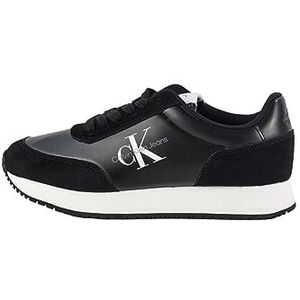 Calvin Klein Retro Runner Lage Laceup Ny Pearl Sneaker voor dames, Zwart Wit, 36.5 EU