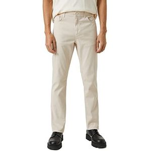 Koton Heren Basic Gabardine Broeken Slim Fit Buttoned Pocket Gedetailleerde Broek, beige (057), 38
