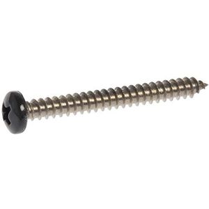 De Hillman Groep 44375 8 x 2-inch zwarte Pan hoofd Phillips plaat metalen schroef, roestvrij staal, 15-Pack