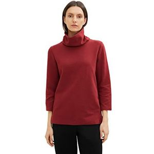 TOM TAILOR Dames Shirt met lange mouwen en rolkraag 1034518, 27470 - Dark Maroon Red, XL