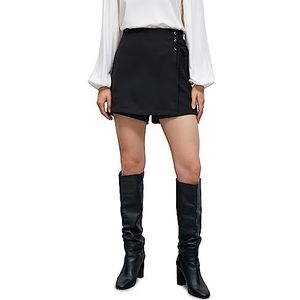 Koton Tie Detail Mini Skort Shorts voor dames, 999 (zwart), 38