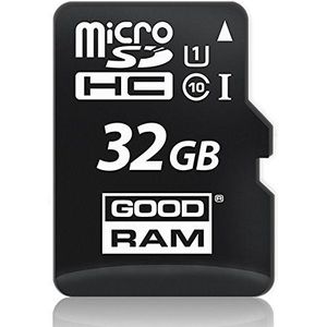 Goodram 32GB microSDHC Class 10 UHS I geheugenkaart klasse 10 UHS-I - geheugenkaarten (32 GB, microSDHC, klasse 10, UHS-I, 30 MB/s, zwart)