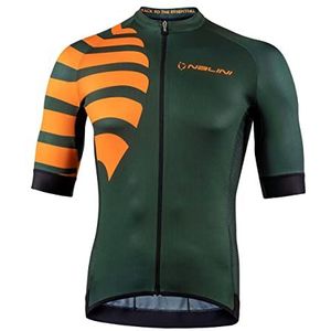 Nalini 02997701100C000.10 Bass TRIPES Jersey Heren T-Shirt Groen Mil/Orange Papaya M, Groen Mil/Papaya Oranje, M