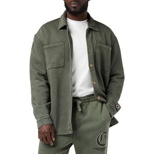 Champion Rochester 1919 Pop Punk - Dyed/Wash Heavy Poly-Fleece Full Buttoned Sweatshirt, Bosgroen, L Heren FW23, Verde Foresta, L