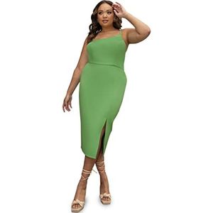 Chi Chi London Grote maten asymmetrische bodycon jurk in groen, Groen, 44 grote maten
